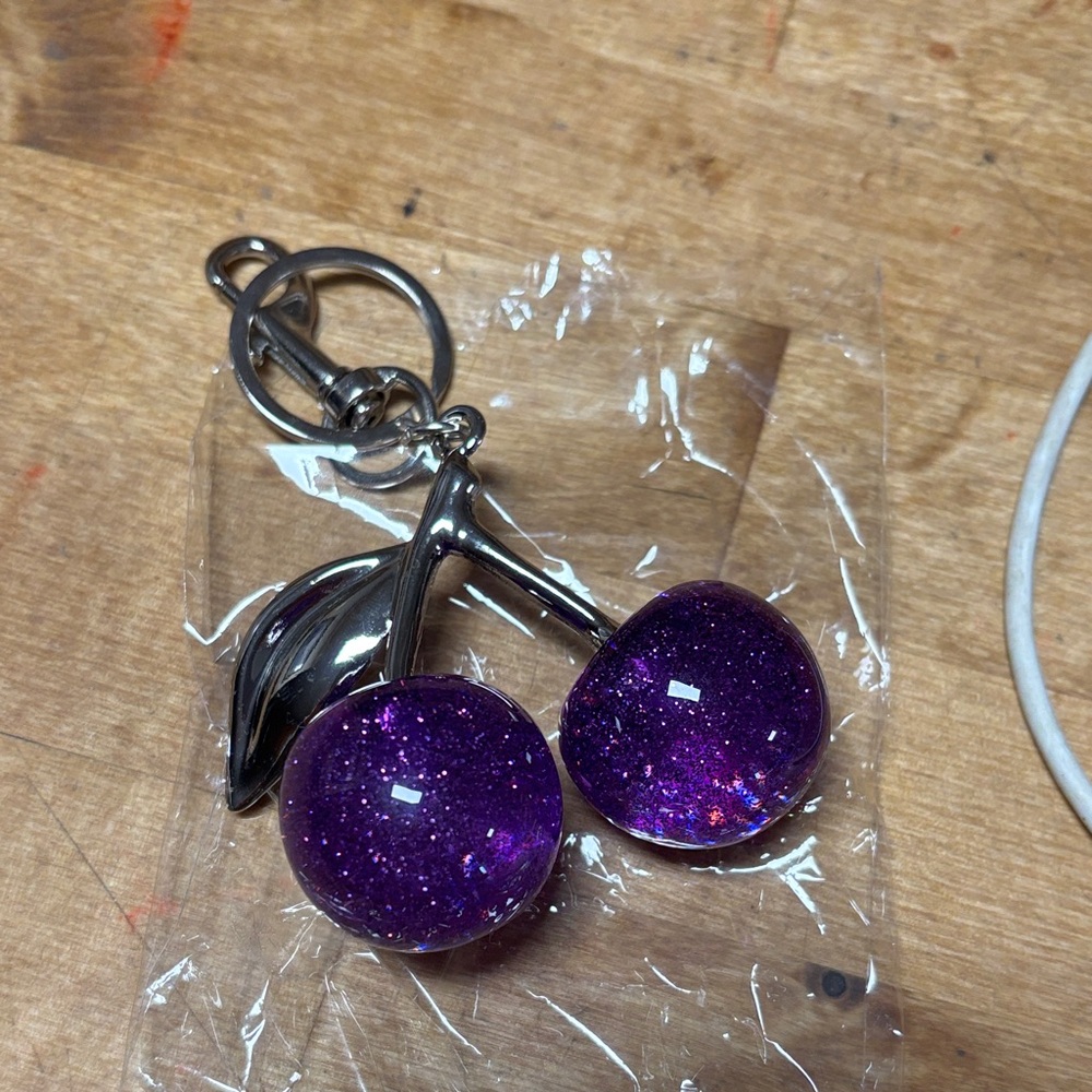 Purple Cherry Keychain